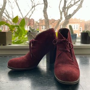 Franco Sarto Burgundy Suede Booties